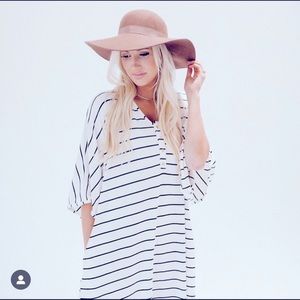 White and black stripe dress. Working buttons!